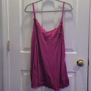 Lane Bryant Women's Plus Size Raspberry Pink Cami WIth Lace Size 26/28